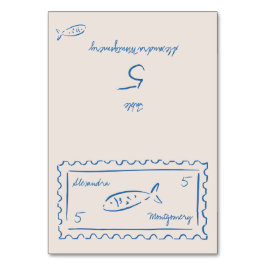 Whimsy Hand Drawn Meal Choice Wedding Place Card Bordsnummer