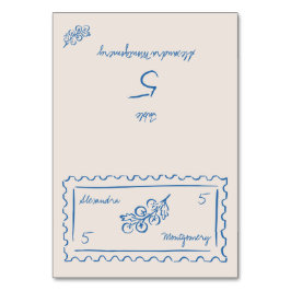 Whimsy Hand Drawn Meal Choice Wedding Place Card Bordsnummer