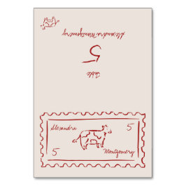 Whimsy Hand Drawn Meal Choice Wedding Place Card Bordsnummer