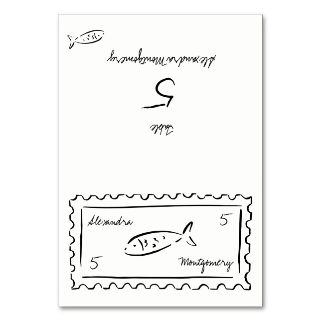 Whimsy Handritad Middagsval Måltidskort för Bröllo Bordsnummer (Framsidan)
