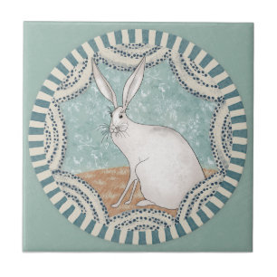 Whimsy Kanin Mint Blå Terrakotta Teal Aqua Kakelplatta