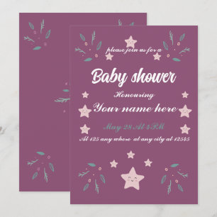 Whimsy magiska element gnistrar rosa stjärna baby inbjudningar