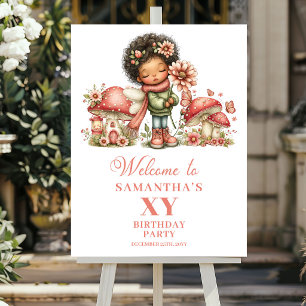 Whimsy Rosa Fe 6-års Födelsedags Välkomstskylt Poster