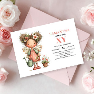 Whimsy Sagobarn Födelsedag Pastell Rosa inbjudan