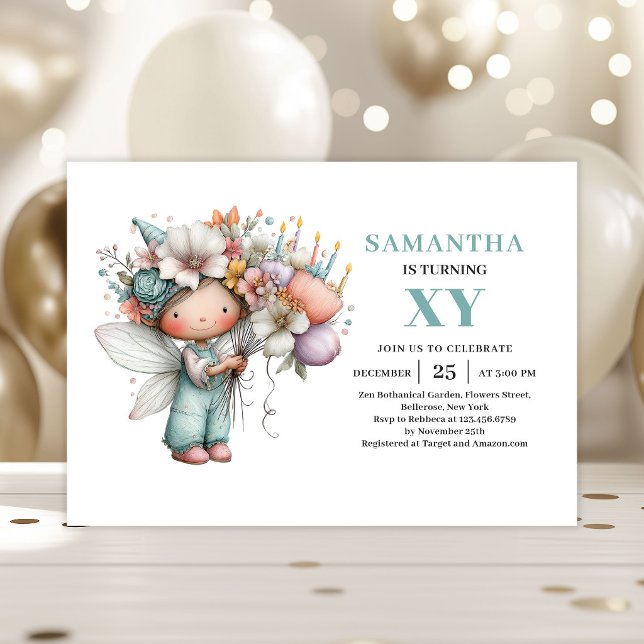 Whimsy Sagoflicka 2-års Födelsedagsinbjudan Söt Ma Inbjudningar (Whimsy Fairy Girl 2nd Birthday Cute Magical invitation)