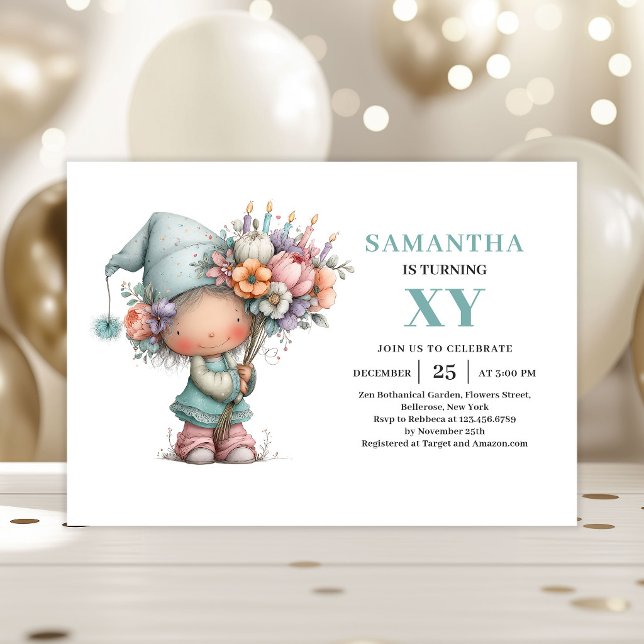 Whimsy Sagoflicka 8-års Födelsedags Magiska Söta I Inbjudningar (Whimsy Fairy Girl 8th Birthday Magical Cute invitation)