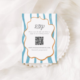 Whimsy Stripes Wedding QR Code Enclosure Card Tilläggskort