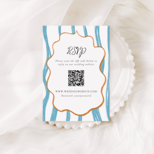 Whimsy Stripes Wedding QR Code Enclosure Card Tilläggskort (Skapare uppladdad)