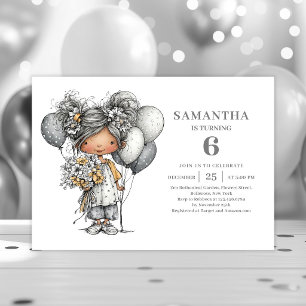 Whimsy Tonårstjej Svart Guld 10-årsdag Inbjudningar