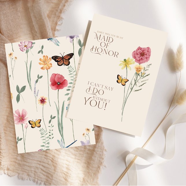Whimsy Vildblomma Fjäril Brudtjänst Förslag Inbjudningar (Skapare uppladdad)