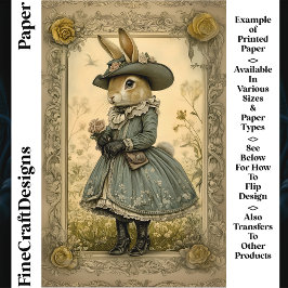 Whimsy Vintage Doe Kanin, Blomma Scrapbookpapper