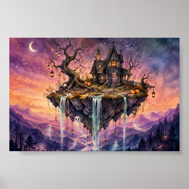 Whimsyflytande Hekshus Mysig Spökö Poster (Framsidan)