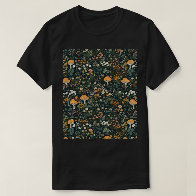Whimsyland Cartoonish Orange och White Blommigt Fo T Shirt (Design framsida)