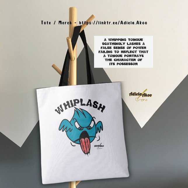 WHIPLASH Tote Bag av Poet Adiela Akoo - vit Tygkasse (Whiplash Tote by Poet Adiela Akoo. Also available in army green. Shop the collection for tees, mugs+)