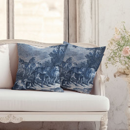 Whippar och Hound Hundar Vintage Blue Toile Kudde