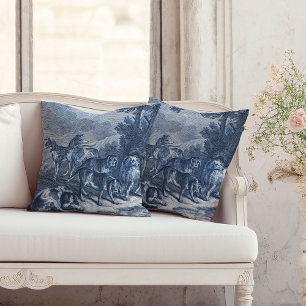 Whippar och Hound Hundar Vintage Blue Toile Kudde