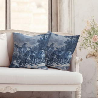 Whippar och Hound Hundar Vintage Blue Toile Kudde