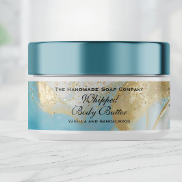 Whipped Body Butter Blue Gold Glitter Jar Label Etikettband