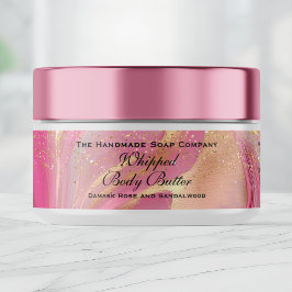 Whipped Body Butter Pink Gold Glitter Jar Label Etikettband