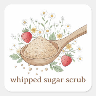 Whipped Sugar Scrub Label | Custom Skincare Fyrkantigt Klistermärke
