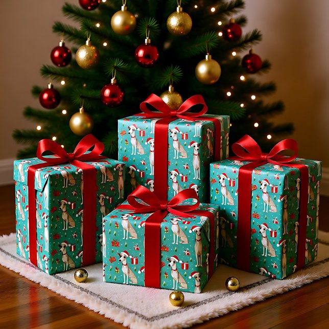 Whipper Stollig jul Presentpapper (Whippet Whimsy Christmas Wrapping Paper)