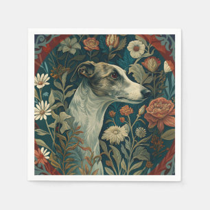 Whippet brindle och vit William Morris-stil Pappersservett