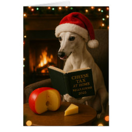 Whippet 'Cheese Tax' Christmas card white / cream Hälsningskort