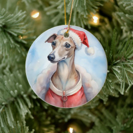 Whippet Christmas Ornament - Festive Holiday