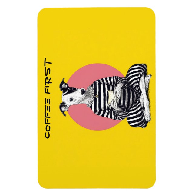 Whippet Coffee Time – Excentrisk Vintage Hund Magnet (Vertikal)