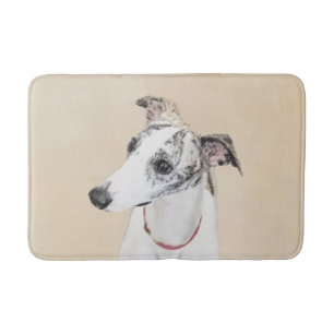 Whippet engelska Whippet som är plötslig, vit so Badrumsmatta