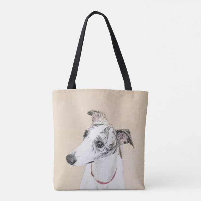 Whippet engelska Whippet som är plötslig, vit som Tygkasse (Baksida)