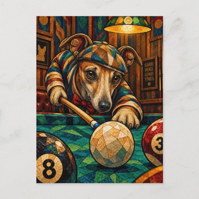 Whippet, geometriskt mosaik vykort (Framsida)