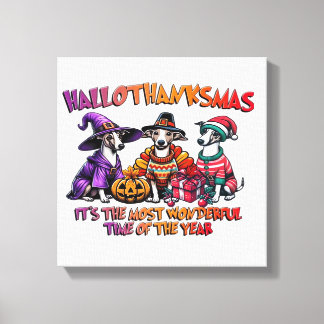 Whippet Halloween Thanksgiving Christmas Överstorl Canvastryck