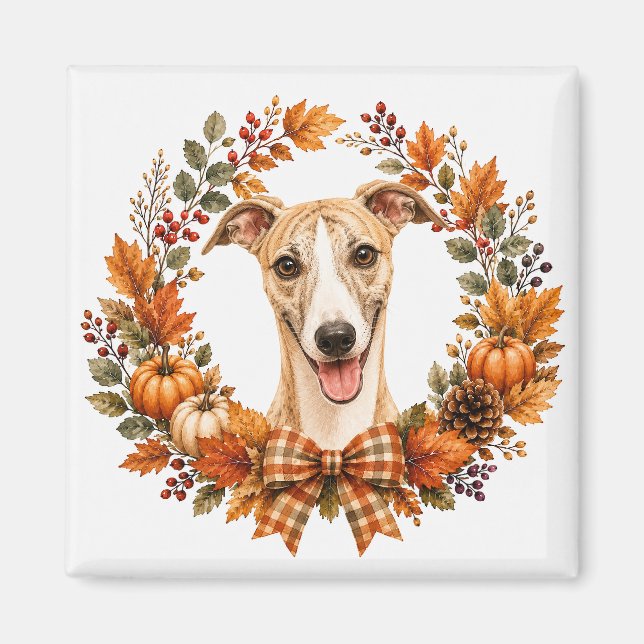 Whippet Höstkrans Magnet (Framsidan)