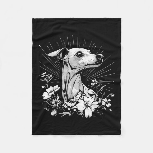 Whippet Hund Älskare Retro Stil Tatuering  Fleecefilt (Framsidan)