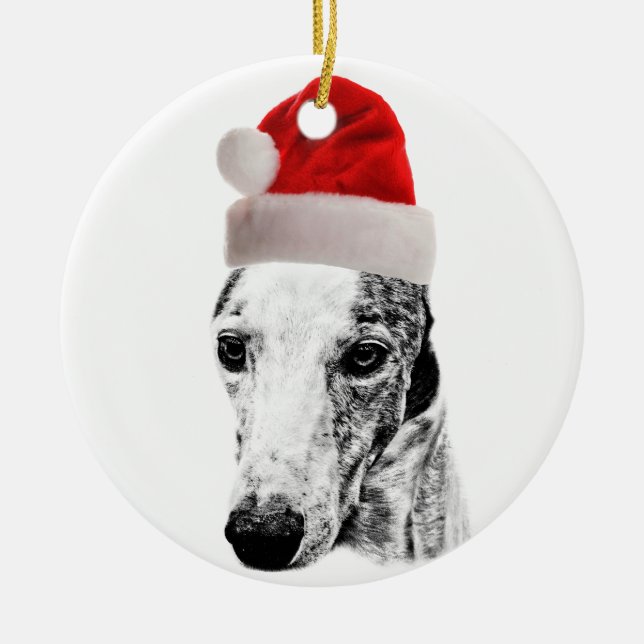 Whippet hund julgransprydnad keramik (Framsidan)