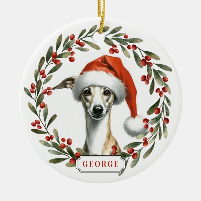 Whippet Hund Keramisk Cirkulär Ornament (Framsidan)