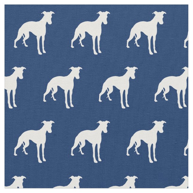 Whippet Hund Silhuett Husdjur Marinblå Tyg (Närbild)