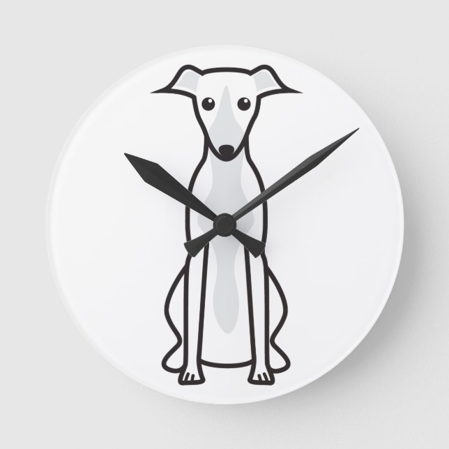 Whippet hundtecknad rund klocka (Framsida)