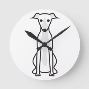 Whippet hundtecknad rund klocka