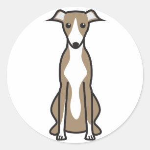 Whippet hundtecknad runt klistermärke