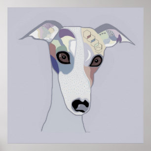 Whippet i Denimfärger Poster
