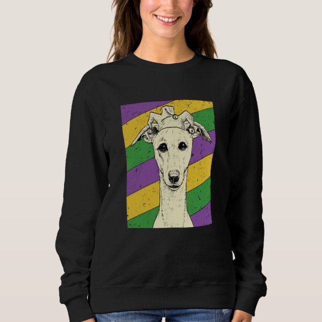 Whippet Jester Mardi Gras Dog Mom or Dad T Shirt (Framsida)