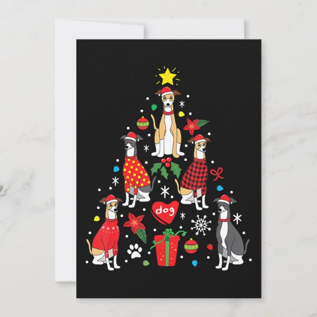 Whippet julgranskula Träd Rolig hund Mamma Pappa Inbjudningar (Framsida)