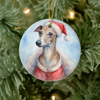 Whippet julgransprydnad - Festiv högtid Keramik