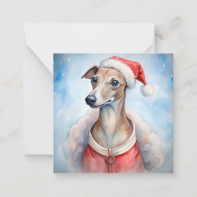 Whippet julkort - Festive Holiday Anteckningskort (Framsida)
