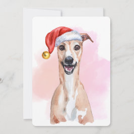 Whippet julkort – Whippet med jultomtehatt Inbjudningar