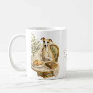 Whippet kaffelskares present   Elegant akvarellhun Kaffemugg