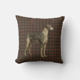 Whippet kastkudde. Whippet på tweed/rutig Kudde