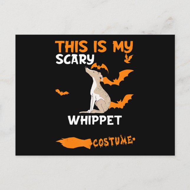 Whippet kostym Halloween lat skräcklig hund t-shir Meddelande Vykort (Framsida)